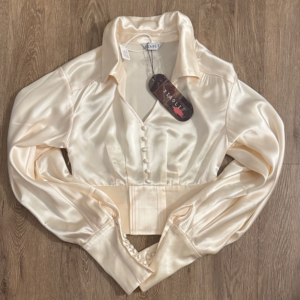 XIAOLI Satin Blouse in Cream